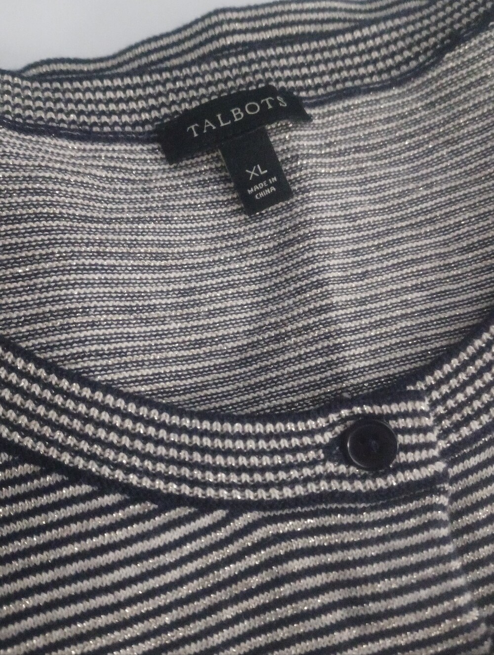 Talbots Stripped Cardigan Sz XL Sparkle - Picture 2 of 5